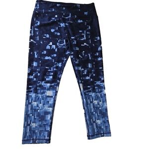 RBX Women's Blue Geo Print Workout Pants M Athleisure Ombre Yoga Capri  Active